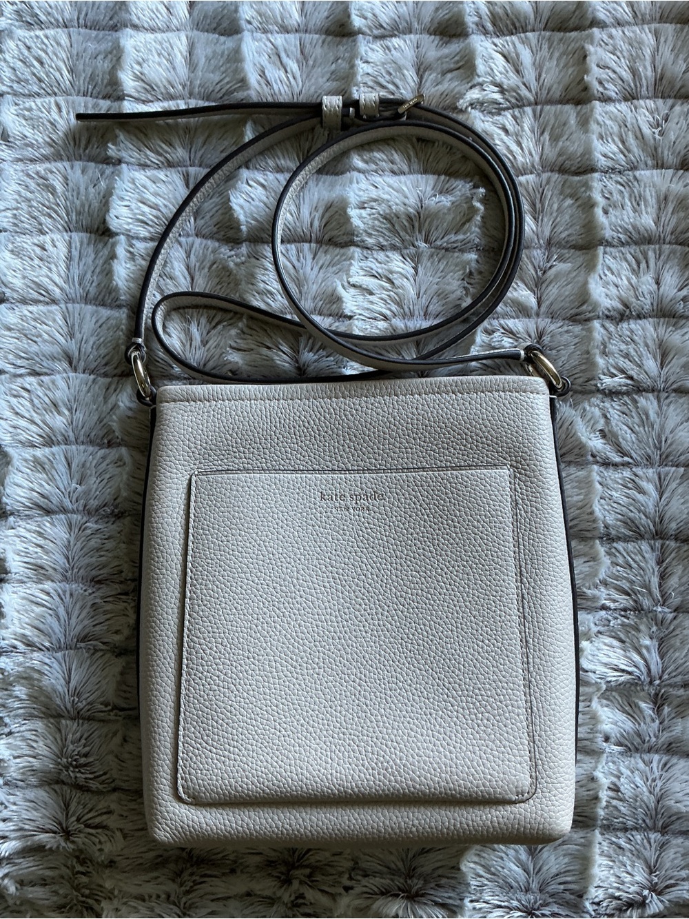 Kate Spade Cream Pebbled Leather Crossbody with Front Pocket